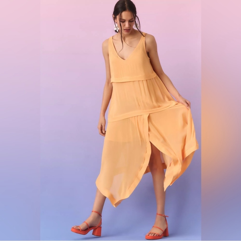 Anthropologie By Anthropologie Tiered Sheer Overlay Dress.
